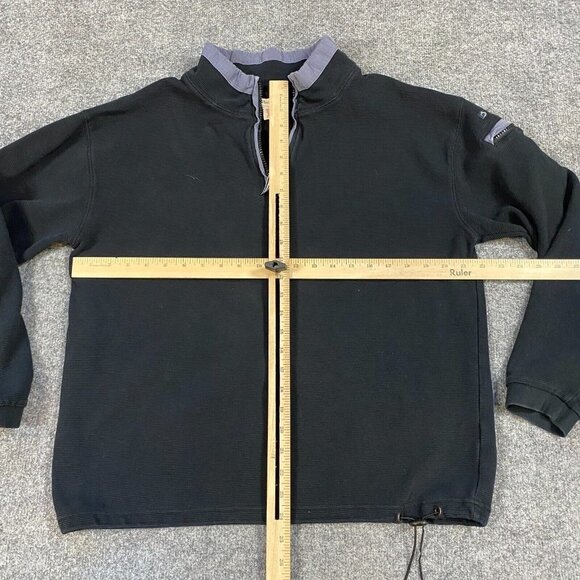 Carbon 2 Cobalt Sweater M Black Solid 1/4 Pullover Cotton Sleeve Pocket - Picture 2 of 12